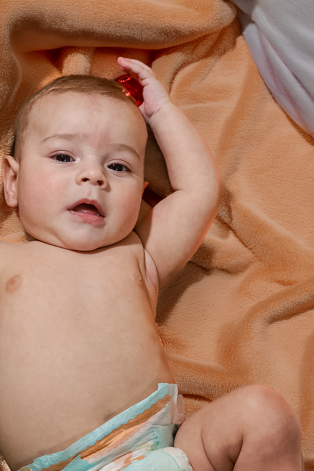 fotografa newborn Bologna bambino a casa su coperta momento spontaneo